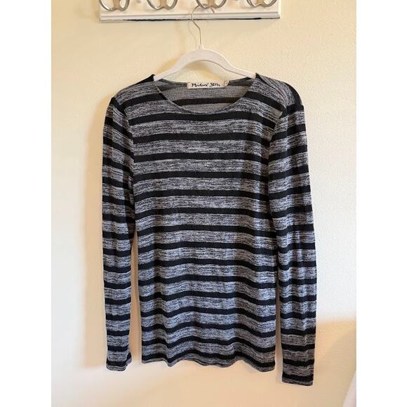 Michael Stars Long Sleeve Black Striped Shirt, One Size - Picture 1 of 3
